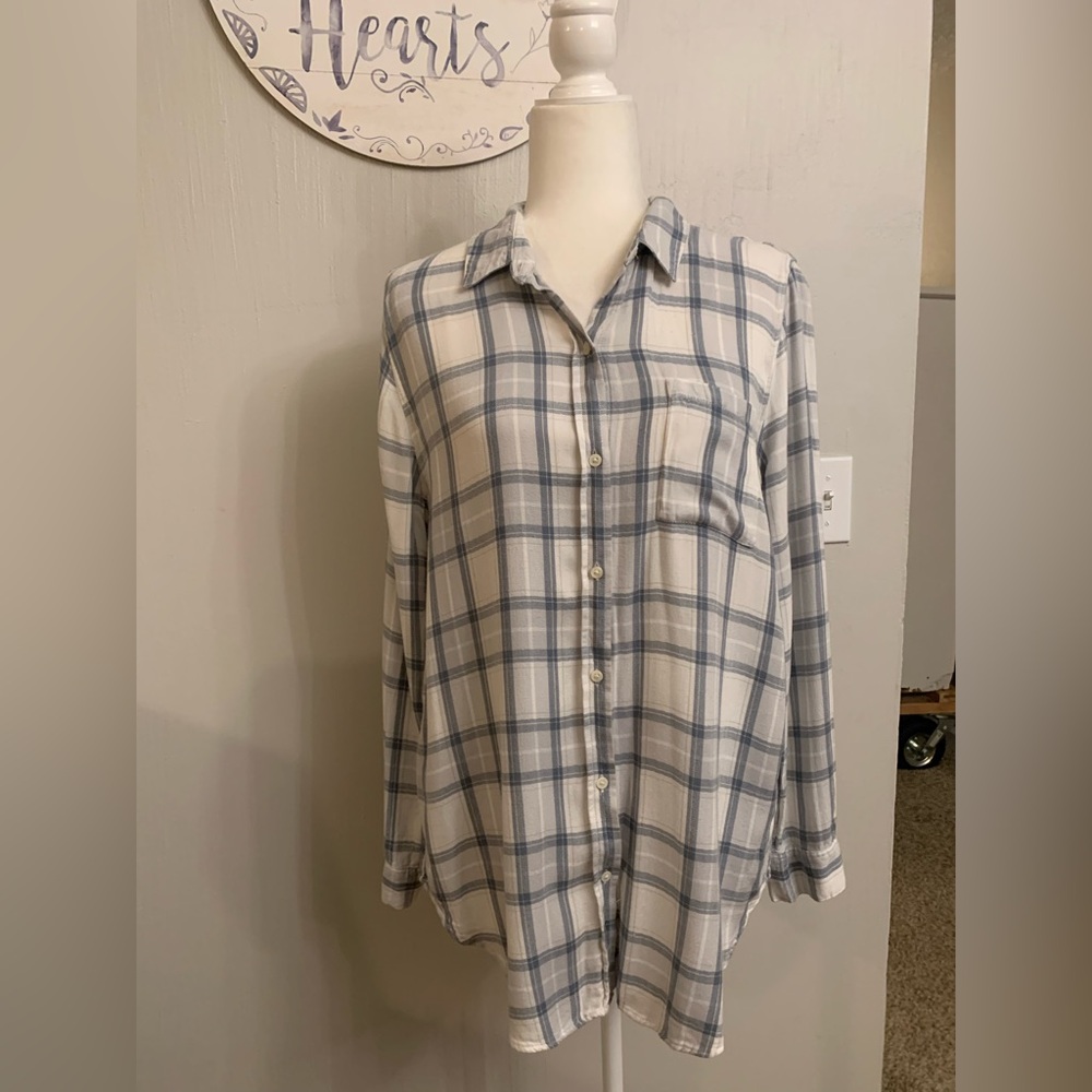 Banana Republic Blue and White Checkered Shirt